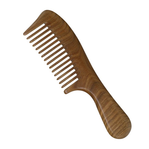 Natural Sandalwood Comb for Curly Hair Straight Hair Wood Comb - NO SNAGS, NO STATIC, NO TANGLE(Wide-Tooth Comb)