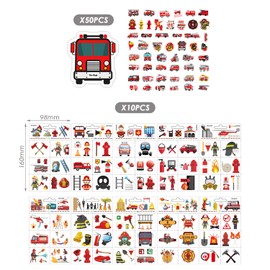 10 Tattoo Stickers For Kids, 50 Fire Truck Stickers, Fire Tattoo Stickers, Skin-Friendly Fire Brigade Stickers For Boys, Temporary Fire Brigade Tattoos, Fire Department Stickers