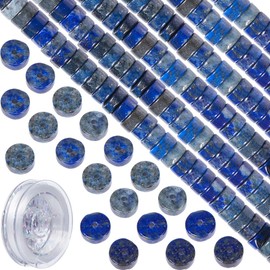 SUNNYCLUE 1 Box of 135 Flat Stone Beads Lapis Lazuli Beads 6 mm Stone Bead Necklace Gemstone Beads Healing Energy Gemstone Spacer Loose Beads for Jewellery Making DIY Earrings Bracelet