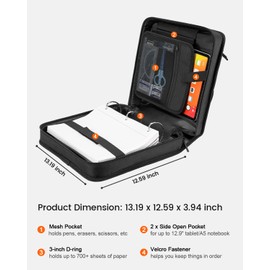 Banero 3" D-Ring Zipper Binder with 700+ Sheets Capacity, 3-Ring Zip Up Binder with Shoulder Strap for School, College, Office, Compatible with 13" MacBook & 12.9" Tablet (Black)