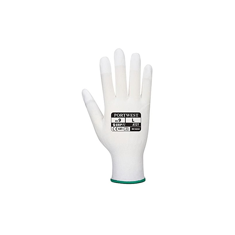 Portwest PU Fingertip Glove, Size: M, Colour: White, A121WHRM