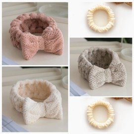5Pcs Microfiber Bow Tie Headbands for Women, Headband Band for Spa Makeup Sports Yoga, Girls Facial Clean, Headband for Washing Face and Shower.