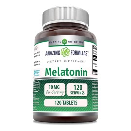 Melatonina 10mg Amazing Nutrition 120 Tabletas Sabor Suplemento Nutritional