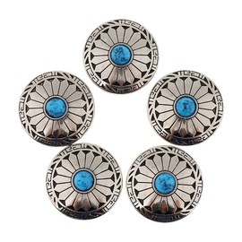 perfeclan 5 Decorative Buckle Buttons Vintage Artificial Turquoise Conchos Buttons for Leather Craft Embellishment Buttons Made of Buttons DIY Decoration, Blue
