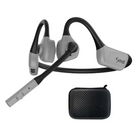 Smof Bone Conduction Headphones with Microphone Sound, Wireless Open Ear Headphones with BT 5.1/Mute Switch/aptX-HD/LL for Online Meeting/Online Teaching/Office, Home Business/Driving