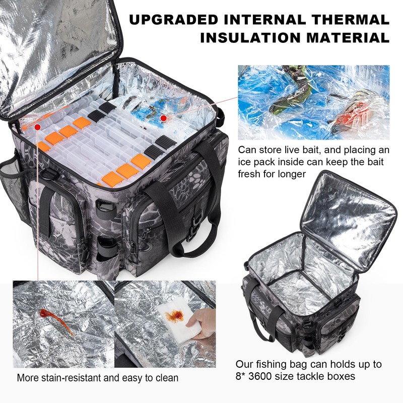 Rabjen Fishing Tackle Bag with Rod Holders & Cooler Main