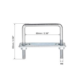 sourcing map Square U-Bolts 2-3/8"(60mm) Inner Width Carbon Steel M6 with Nuts, Frame Plate, Round Washers