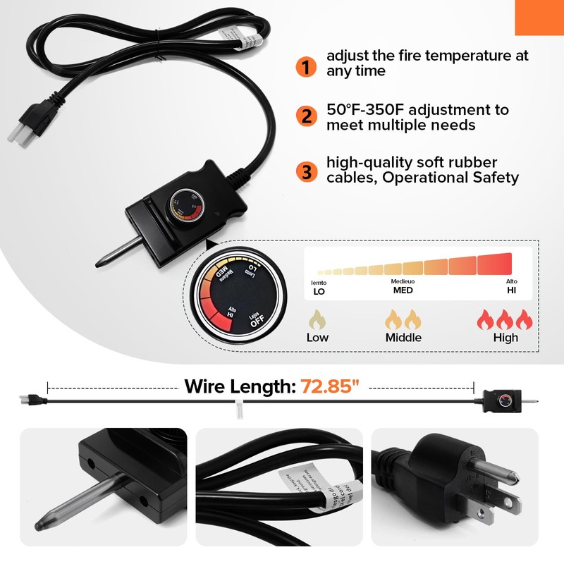 1650W Electric Smoker Heating Element Adjustable Thermostat Controller