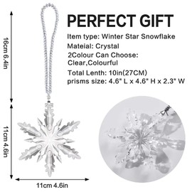 2024 Annual Edition Snowflake Crystal Christmas Ornament, Large Crystal Ornaments Display Winter House Decor with Gift Box（Clear Crystal B）