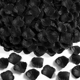 JHZMCRX 1000 Pcs Rose Petals Artificial Silk Flower Petals Romantic Decorations for Wedding Engagement Birthday Event Anniversary Party Backdrop Supplies Black