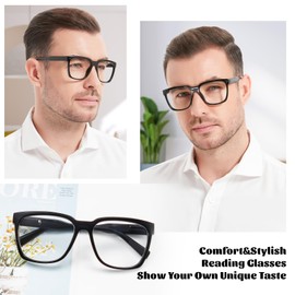 OCCI CHIARI Big Mens Reading Glasses Oversized Readers 1.0 1.25 1.5 1.75 2.0 2.25 2.5 2.75 3.0 3.5 4.0(2.5x Black)