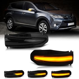 D-Lumina Sequential LED Side Mirror Turn Signal Lights Smoked Lens for 2014-2023 4Runner, 2014-2019 Highlander, 2013-2018 RAV4, 2015-2018 Noah, Dynamic Mirror Marker Light Indicator Lamp, Pack of 2