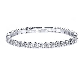 Cubic Zirconia Tennis Bracelets for Women Friendship Princess CZ Diamond Tennis Bracelet Rhinestone Silver Crystal Jewelry White Gold Plated Bracelets for Friends Gift