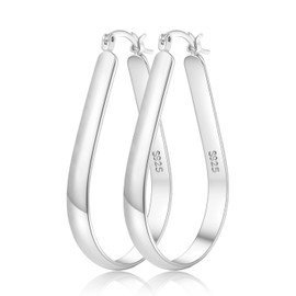 Senteria Large 925 Sterling Silver Hoop Earrings for Women Hypoallergenic Thick Silver Hoop Earrings Lightweight Big Oval Hoop Earring for Women （55mm）