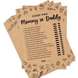 GardenCity Baby Shower Games - 50 Guess Who Mommy or Daddy Baby Shower Game Cards for Boy or Girl, Gender Neutral, Kraft