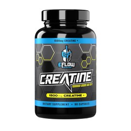 eFlow Nutrition eFlow Creatine Capsules, HCL Creatine Pills - Creatine Supplement for Men & Women, Muscle Builder, Endurance, Strength, with AstraGin and Senactiv (1500mg, 90 Capsules)