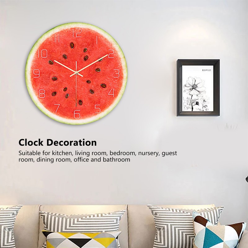 Watermelon Pattern Acrylic Office Home Room Wall Hanging Round Clock