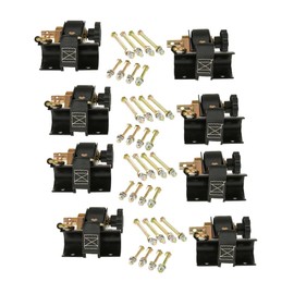 Mytee Products 4 Pack 1-1/2" x 7' Ladder-Rack Ratchet Tie-Down Straps Pair with Round Tube Mount & Double J Hook – Heavy-Duty Zinc-Plated & Black Powder-Coated for Truck Rack Load Securement