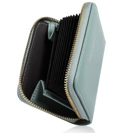 Pomelo Best Credit Card Holder RFID Protection Card Holder Women Men Compact Wallet with Zip, Green, S, Casual