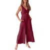 ANRABESS Women's Summer Wide Leg Linen Jumpsuits Dressy V Neck