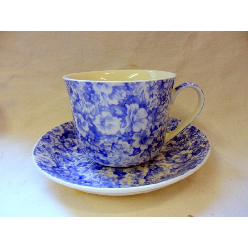 Jumbo Cup and Saucer Made for Heron Cross Pottery. (Blue