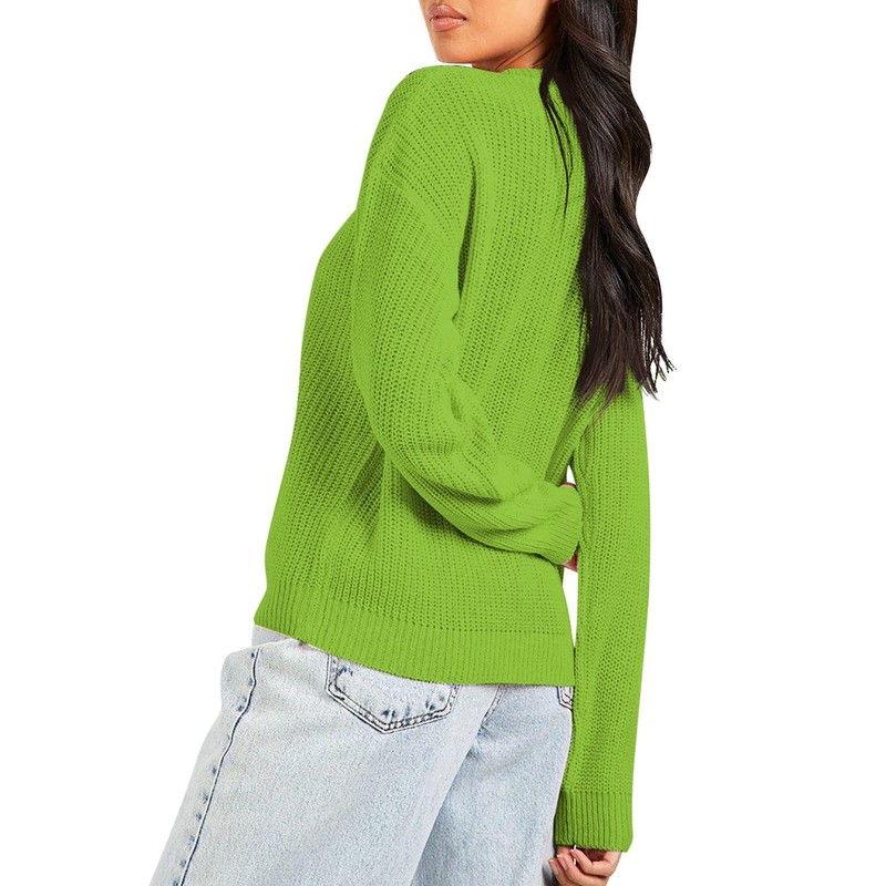 Urban CoCo Women's Solid Long Sleeve Crew Neck Knitted Pullover