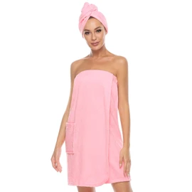 ROSYLINE Bath Towel for Women Towel Wrap with Hair Drying&Adjustable Closure Pink XL