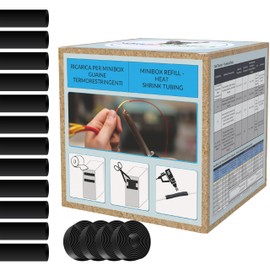 MarketConnect® Heat Shrink Tubing Diameter 3.2 mm, Length 15 m x 4 (60 m Total) • Black • Refill Kit 4 Pieces Mini Box 2:1 Standard