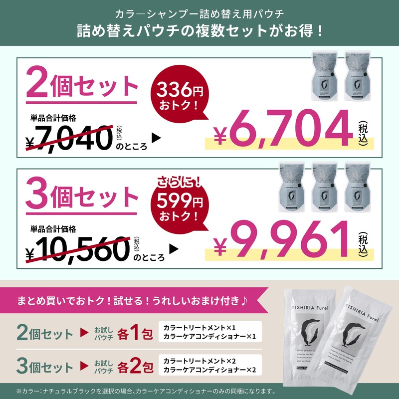 RISHIRIA Furel (リシリアフレル) Color Shampoo (Natural Black) Refill Pouch 240ml