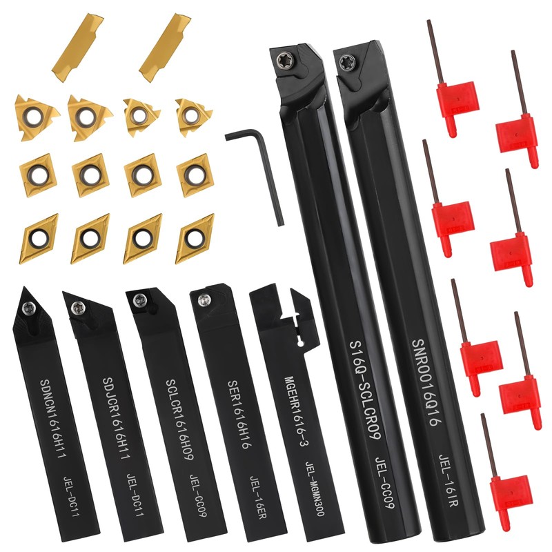LYMMIYTC 5/8"16mm Indexable Lathe Turning Tool 21Pcs Kit- 7Pcs Metal