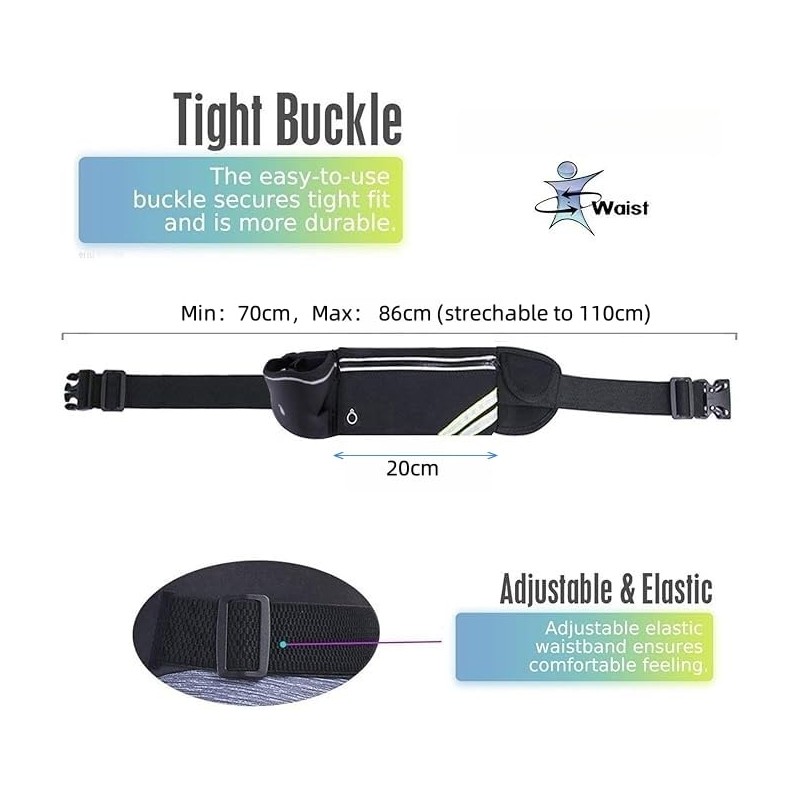 Hydration Running Belt/Water Bottle Waist Pack - Waterproof & Reflective