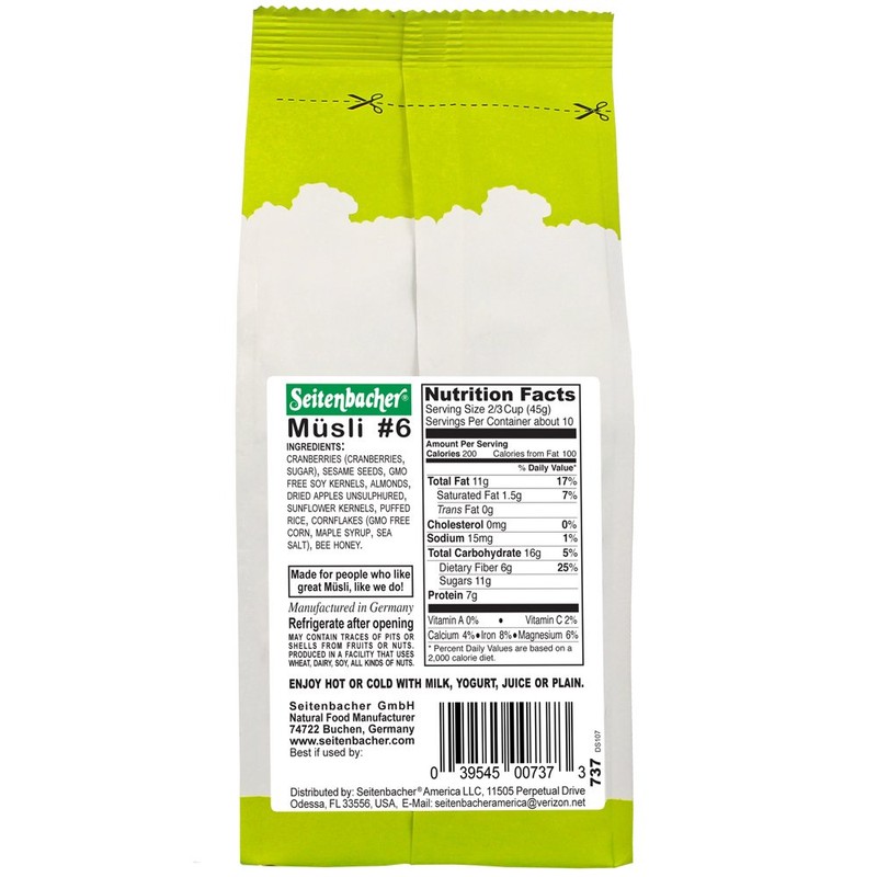 Seitenbacher Gluten Free Muesli Cranberry Natural Cereal, 13.2 Ounce