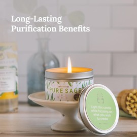 Magnificent 101 Long-Lasting Pure Sage Smudge Candle | 6 Oz - 35-Hour Burn | Essential Oils, 100% Natural Ingredients | Smoke Free, Petroleum Free Candle to Cleanse Your Home