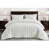 Chezmoi Collection Piers Cream White Velvet Quilt Queen Set, 3-Piece
