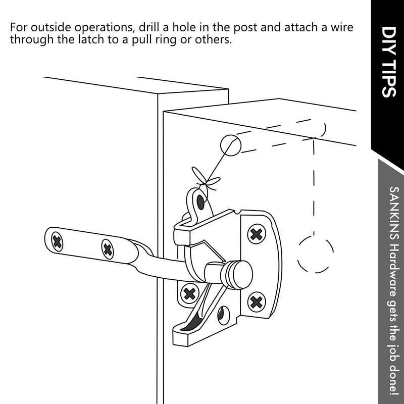 SANKINS Self Locking Gate Latch Automatic Gravity Lever for Wood