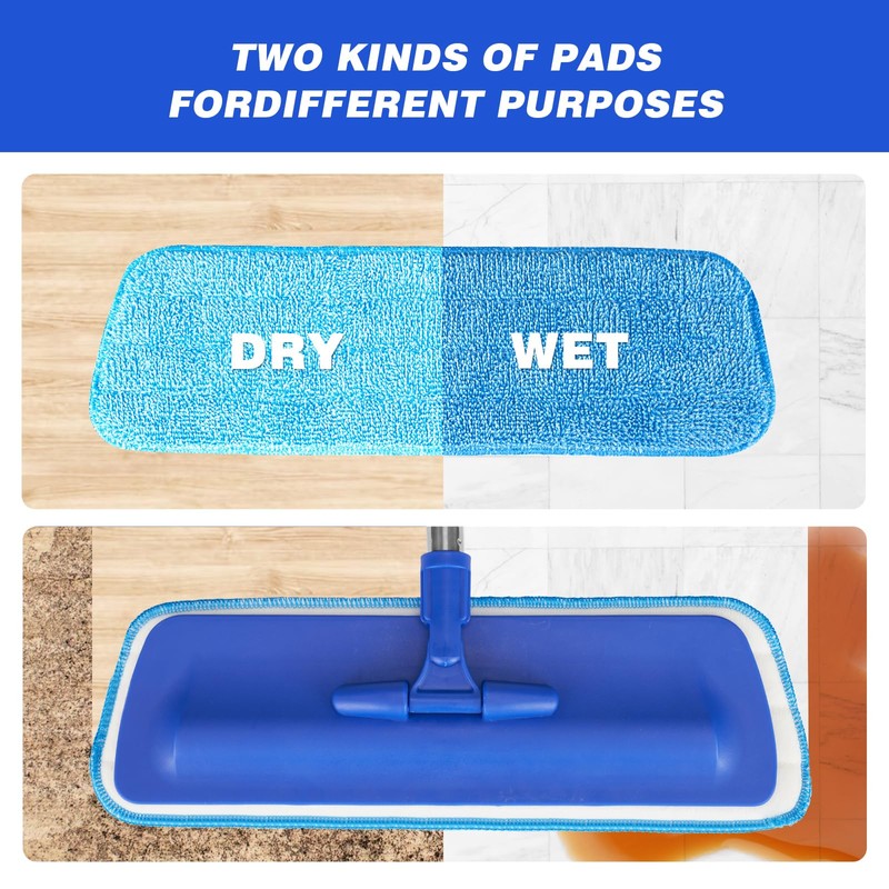 17.5" Professional Microfiber Floor Cleaning Mop, Flat Mop with Stainless