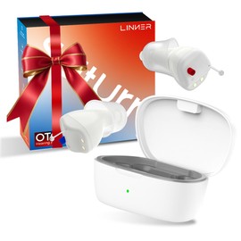 LINNER Saturn 2025 OTC Hearing Aids for Senior & Adult, Rechargeable Amplifiers with Comfort Design, Noise Cancellation for Aid & Assist Hearing, Discreet & Nearly Invisible In-Ear Device (White)