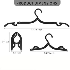 Foldable Travel Hangers Plastic Portable Folding Clothes Hangers Cruise Ship Essentials for Travel Cruises Suitcase Dormitory School Hotel Women Laundry Coat Bag Drying(Black)