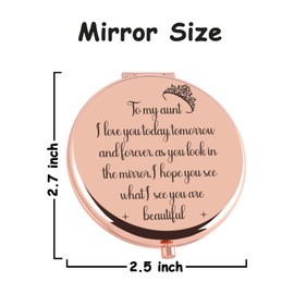 Cawnefil Aunt Gifts from Niece Nephew to My Aunt Rose Gold Compact Mirror Best Aunt Ever Gifts Valentines Day Birthday Mothers Day for Aunt Auntie
