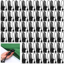 Yulejo 72 Pcs Tarp Clips Heavy Duty and Ball Bungee Cords Tarp Clamps Shark Tent Fasteners Clips Holder for Swimming Pool Cover Awnings Outdoor Camping Caravan Canopies Car