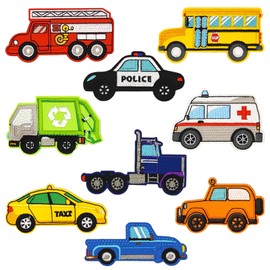 LESONWO 9PCS Kids Iron on Patches, Cute Patches for Clothes, Truck Patch Car Appliques DIY Sew on Patch for Hats Jackets Bags Jeans (Car002)