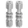 2Pcs Bulkhead Connector 316 Stainless Steel Double Ferrule Wear Plate