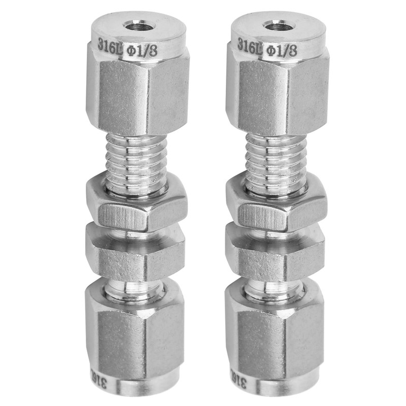 2Pcs Bulkhead Connector 316 Stainless Steel Double Ferrule Wear Plate