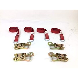2" x 8' Red Diamond Weave Lasso Strap w/Snap Hook Ratchets (4)