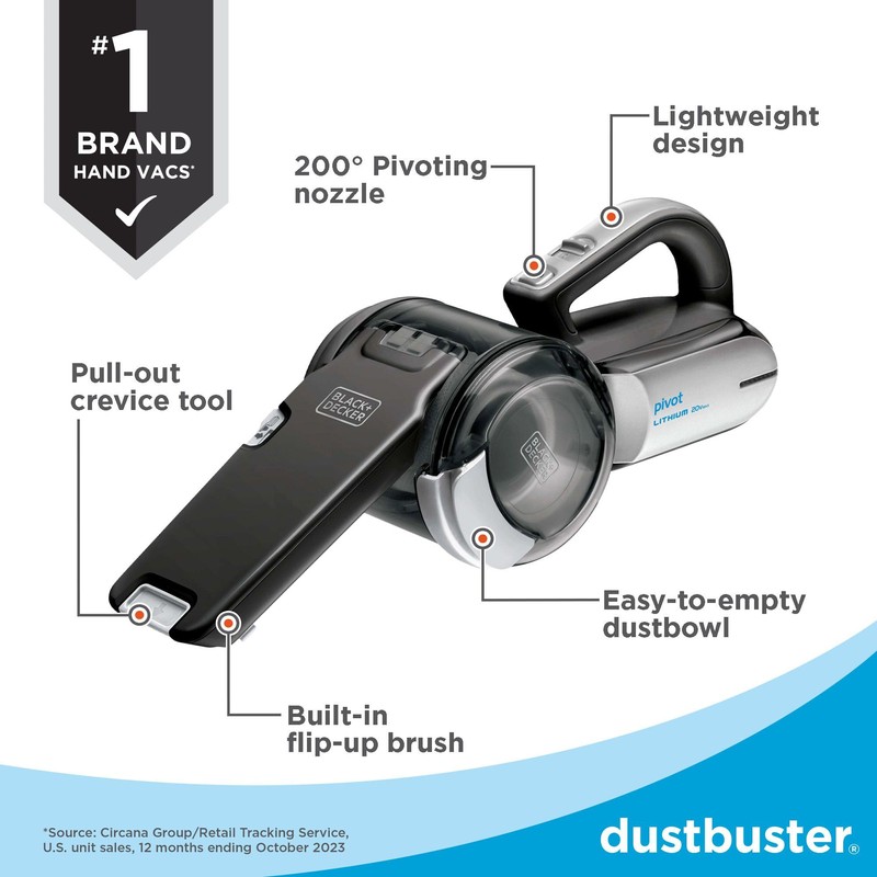 BLACK+DECKER dust buster PIVOT VAC Handheld Vacuum Cordless, Car Vacuum