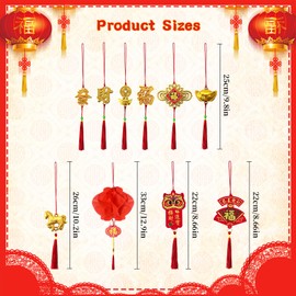 2026&74 Pieces Traditional Chinese New Year Decor - Red Knots, Lucky Fu Charms & Festive Hanging Ornaments for Home, Tree, Car & Lunar New Year Decor-新年装饰