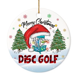 Decorlion 2024 Christmas Ornament - Disc Golf Merry Christmas Ceramic Ornament, Christmas Tree Decoration, Hanging Ornament, Disc Golf Ornament, for Family, Friends, Disc Golf Lovers