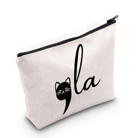 AKTAP Madam Presidential Gifts Funny Quote Makeup Bag Zipper 2024 Election Feminist Gifts, Cat Comma-py2, MB