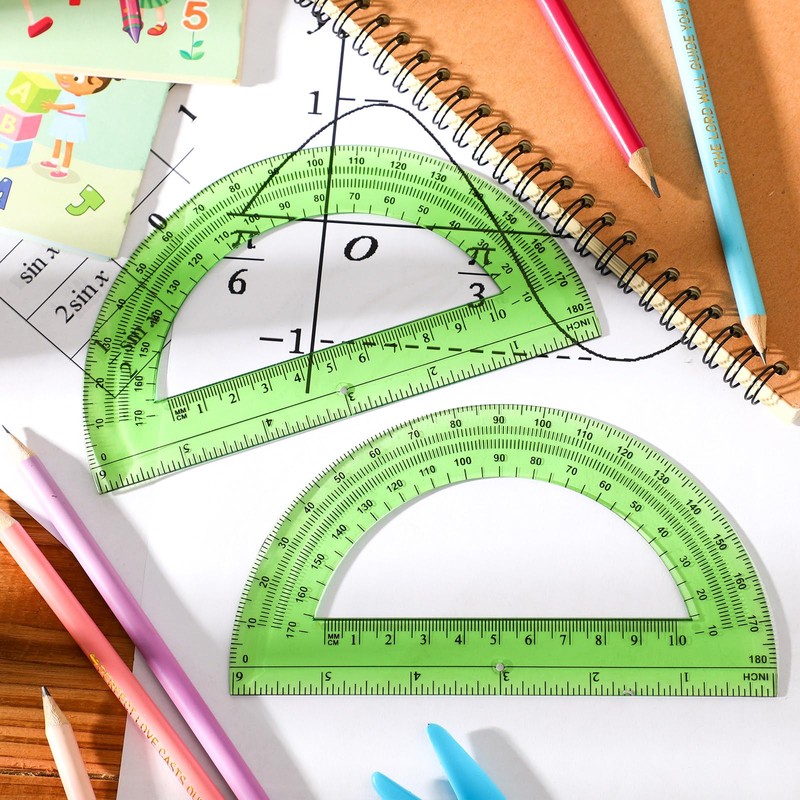 EBOOT Plastic Protractor Math Protractors 180 Degrees, 6 Inch, Pack