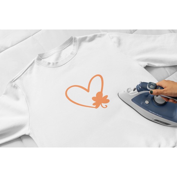 Heart Shamrock Iron On Decal, St Patricks Day Shirt Transfer,